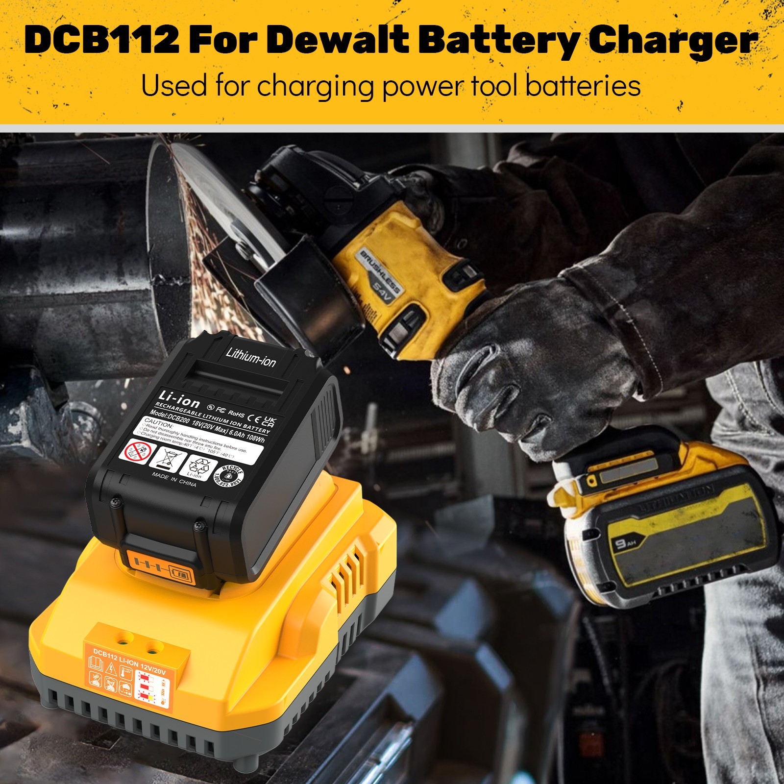 DCB112 20V MAX Battery Charger Replacement for Dewalt Battery Charger