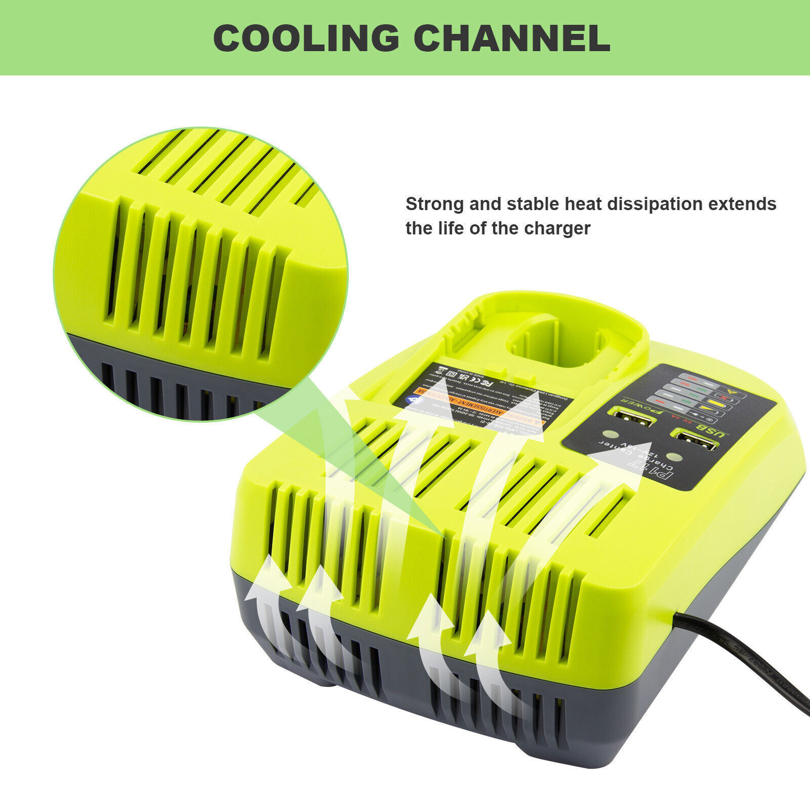 For RYOBI 18V for P117 Battery Charger High Capacity 18Volt Lithium-Ion for P108