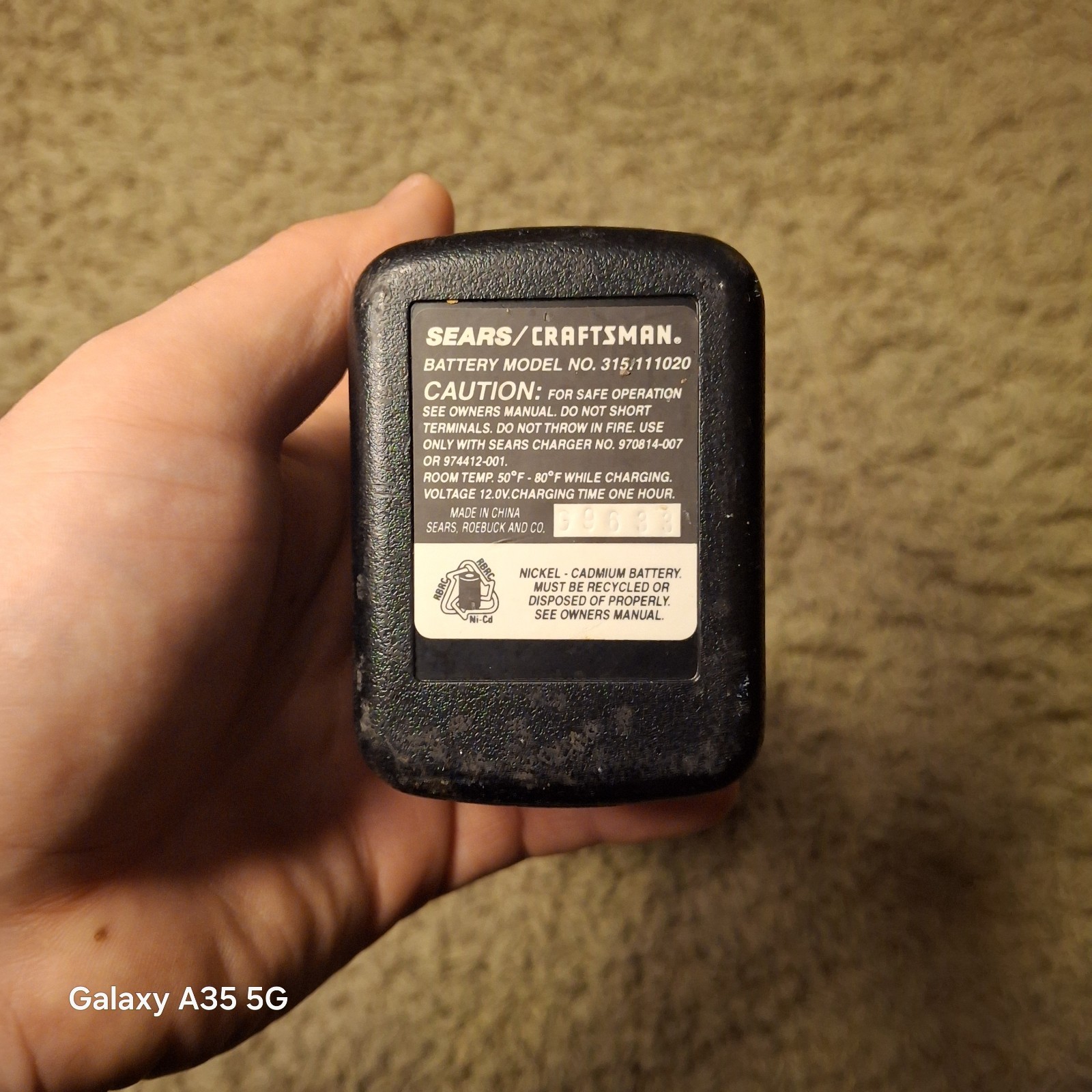 Sears Craftsman Battery 315.111020/ 12.0 V Orginal Sears Battery – For Parts
