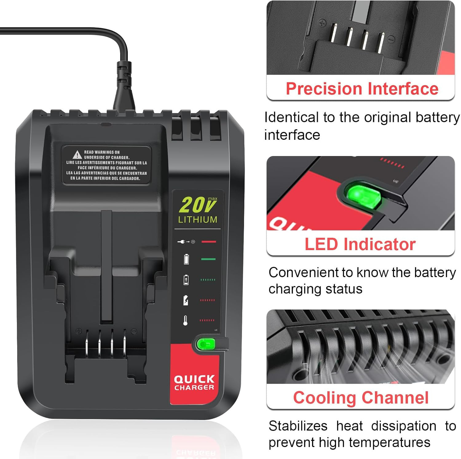 PCC692L 20V Fast Charger [For Black and Decker 20V Lithium Battery] & [Porter-Ca