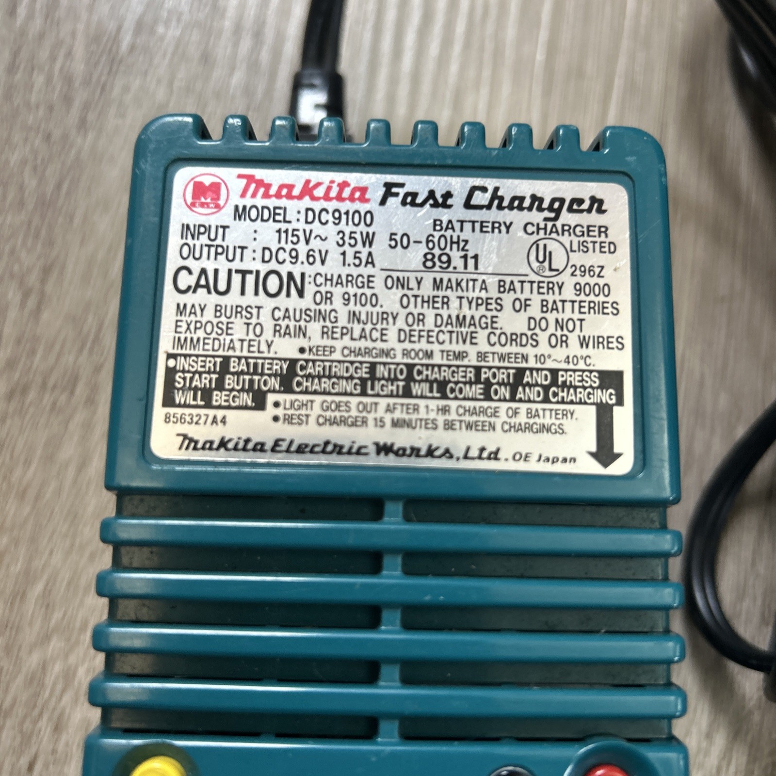Makita Fast Charger Model DC9100 Battery Charger For 9.6V Stick Batteries Tested