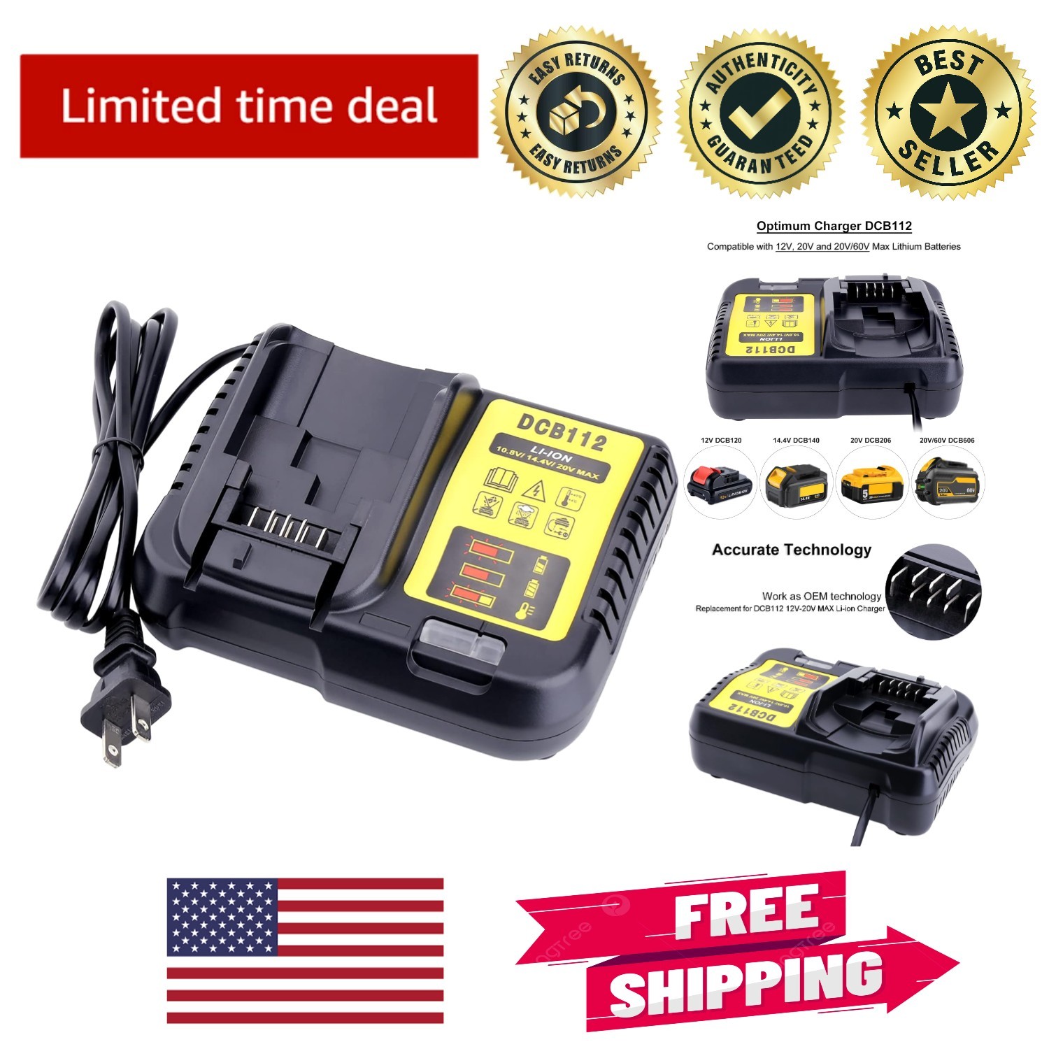 Universal 20V Max Charger with LED Indicator & Intelligent Protection System