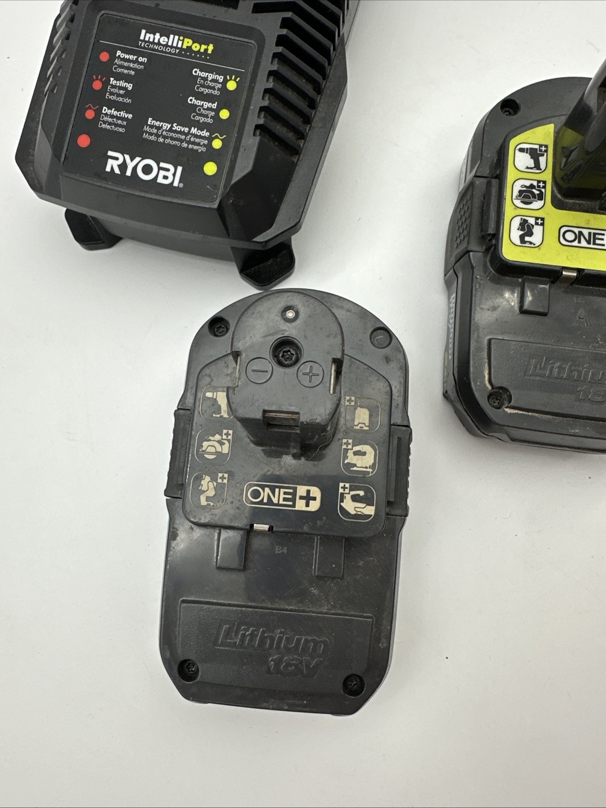 Ryobi P118 Battery Charger 18v One+ Plus IntelliPort + 3 Batteries Lot P102 P190