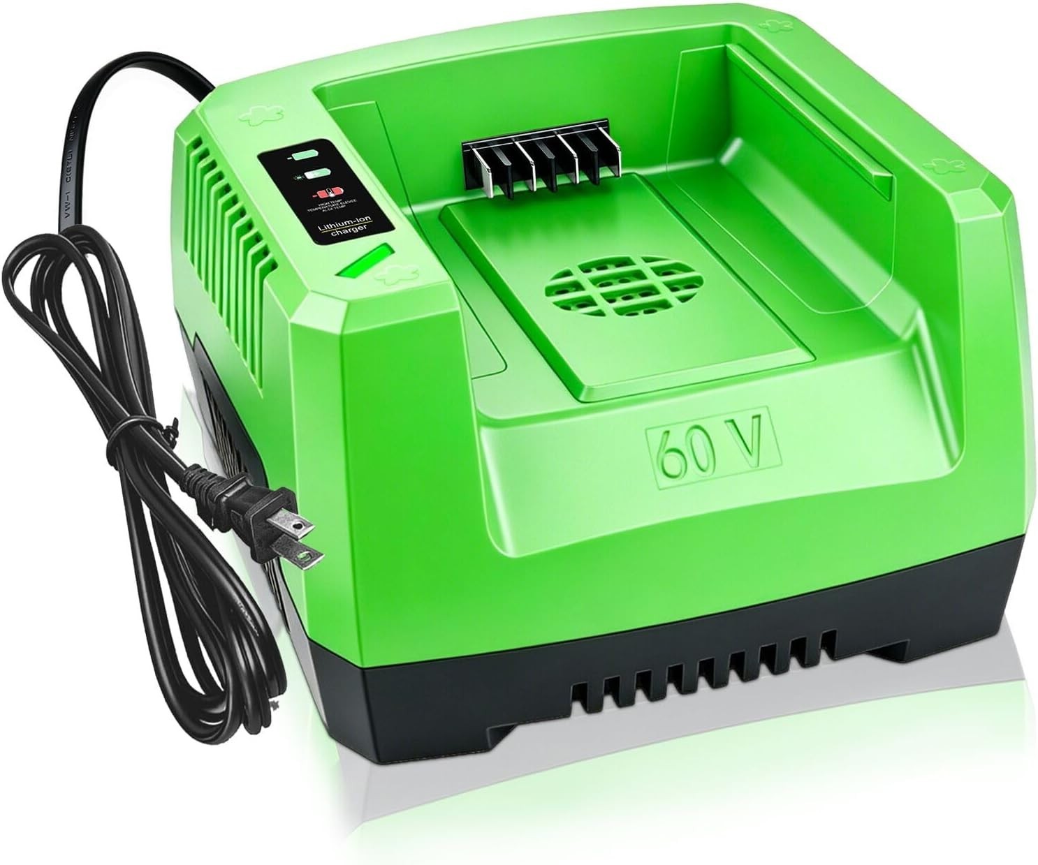 Quick Charge Greenworks 60V Charger with LED Indicator & Safety Features