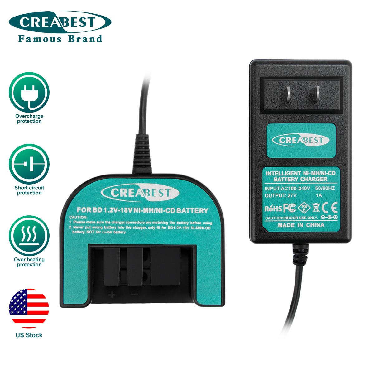 US Charger For Black&Decker 9.6V-18V A14 A144 A18 A1718 A12 A1712 HPB14 Battery
