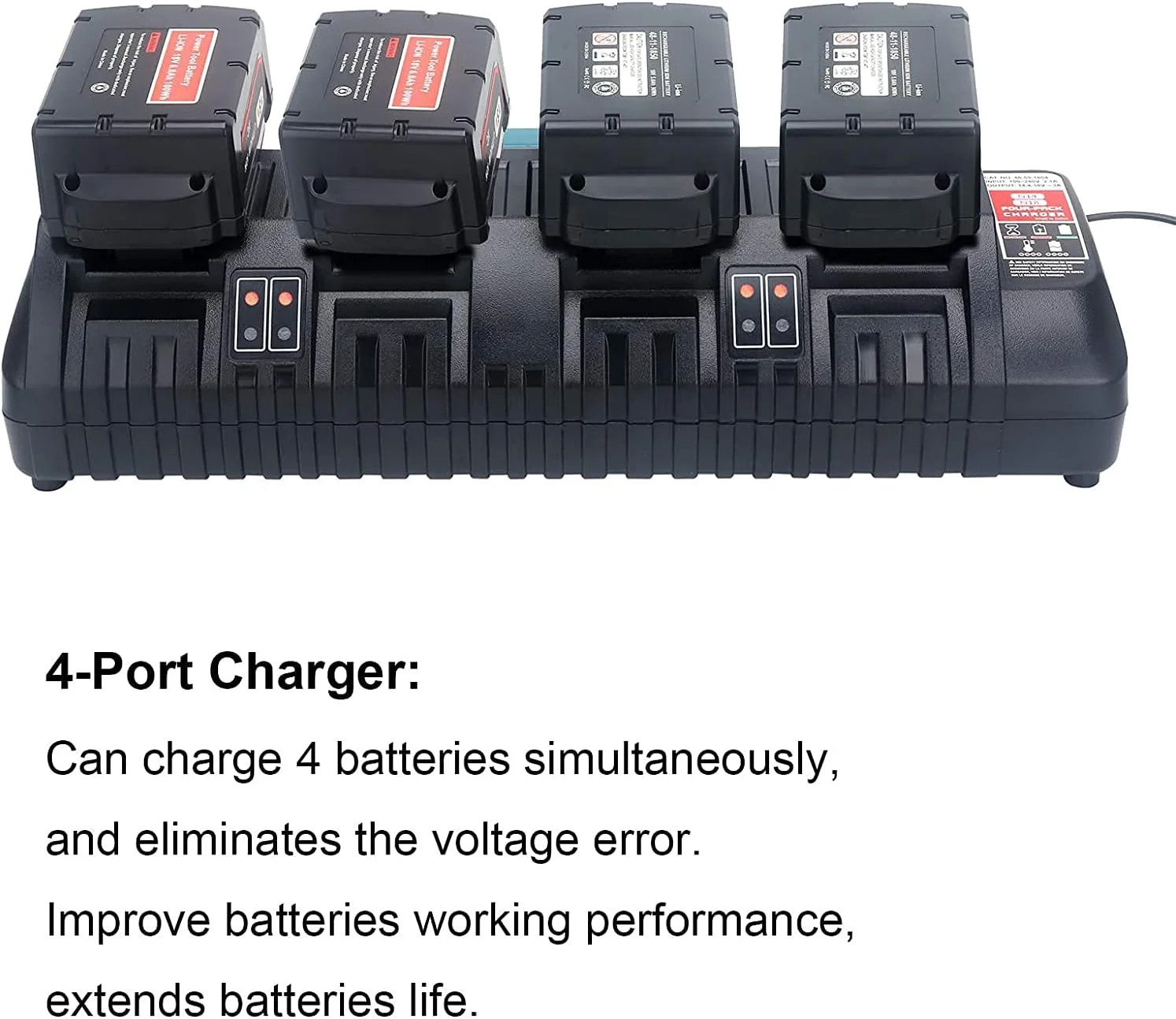 4 Ports Rapid Battery Charger Replacement for 18Volts Battery Charger 48-59-1804