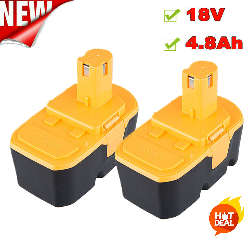2X 18V Ni-Mh P100 Battery 4.8Ah Replace For Ryobi P100 P101 ABP1801 ABP1803 BPP1