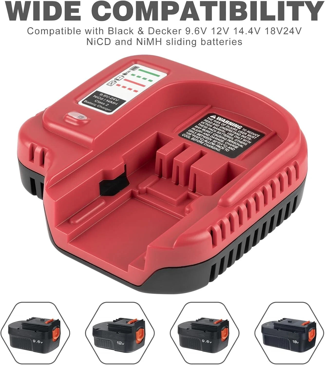 9.6V-24V Fast Battery Charger for Black Decker HPB18 HPB18-OPE NiCd NiMh battery