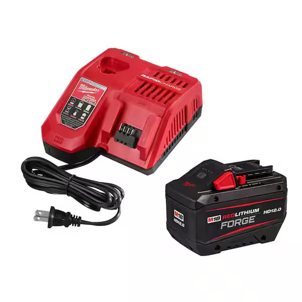Genuine Milwaukee M18 REDLITHIUM FORGE HD 12.0Ah 18V Battery + Rapid Charger NEW