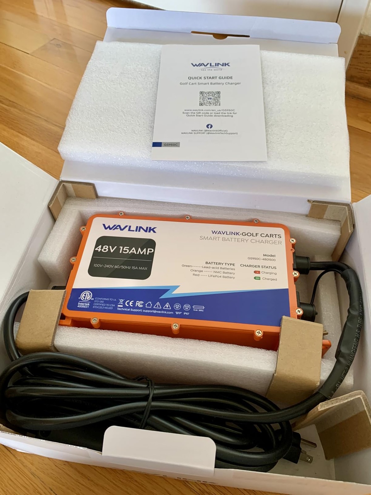 WAVLINK 48v Golf Cart Charger Smart Charging For Long Battery Life Multi-stage