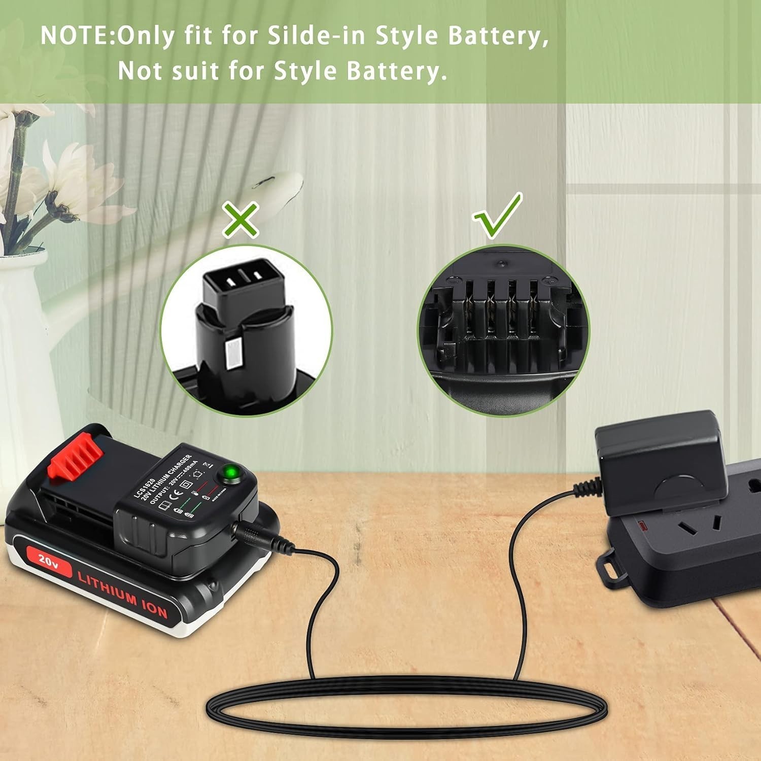 Replacement Charger for Black and Decker 20V Max Lithium Battery LBXR20 LB20 LED