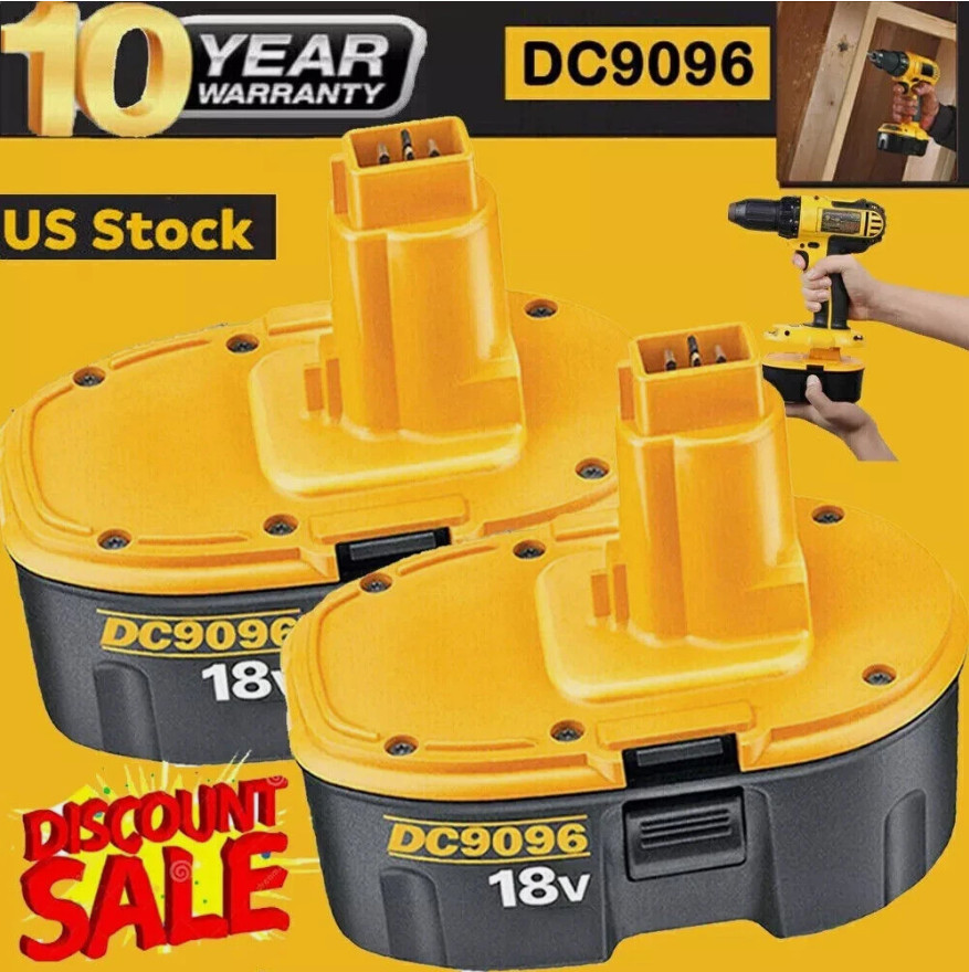 2 PACK 18V for 18 VOLT DC9096 DC9098 Ni-MH Battery DW9096 NEW Replacement