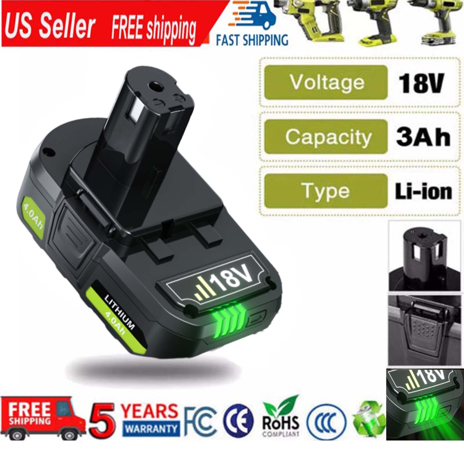 3.0AH For RYOBI P108 18V PBP003 Battery Lithium-ion ONE Plus P107 P108 P103