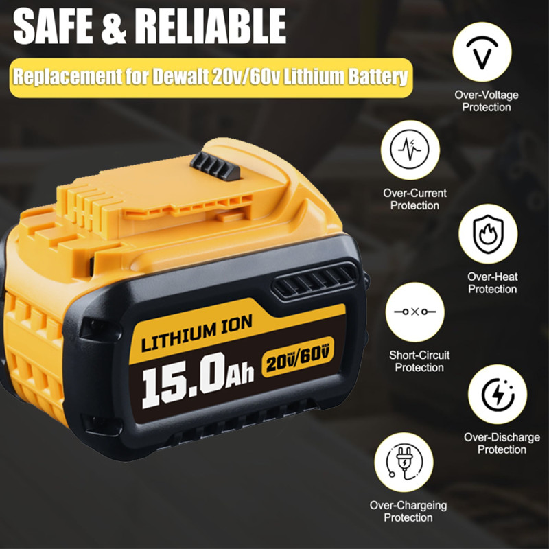 Pack 15.0AH DCB609-2 For DEWALT DCB612 20V/60V MAX FLEXVOLT Lithium-Ion Battery