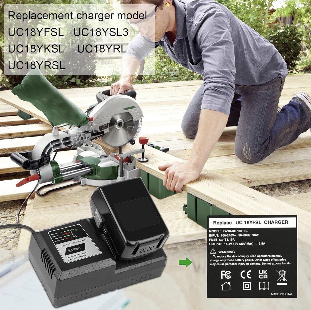 UC18YFSL Lithium Battery Charger for Hitachi 14.4V- 18V Li-ion Battery