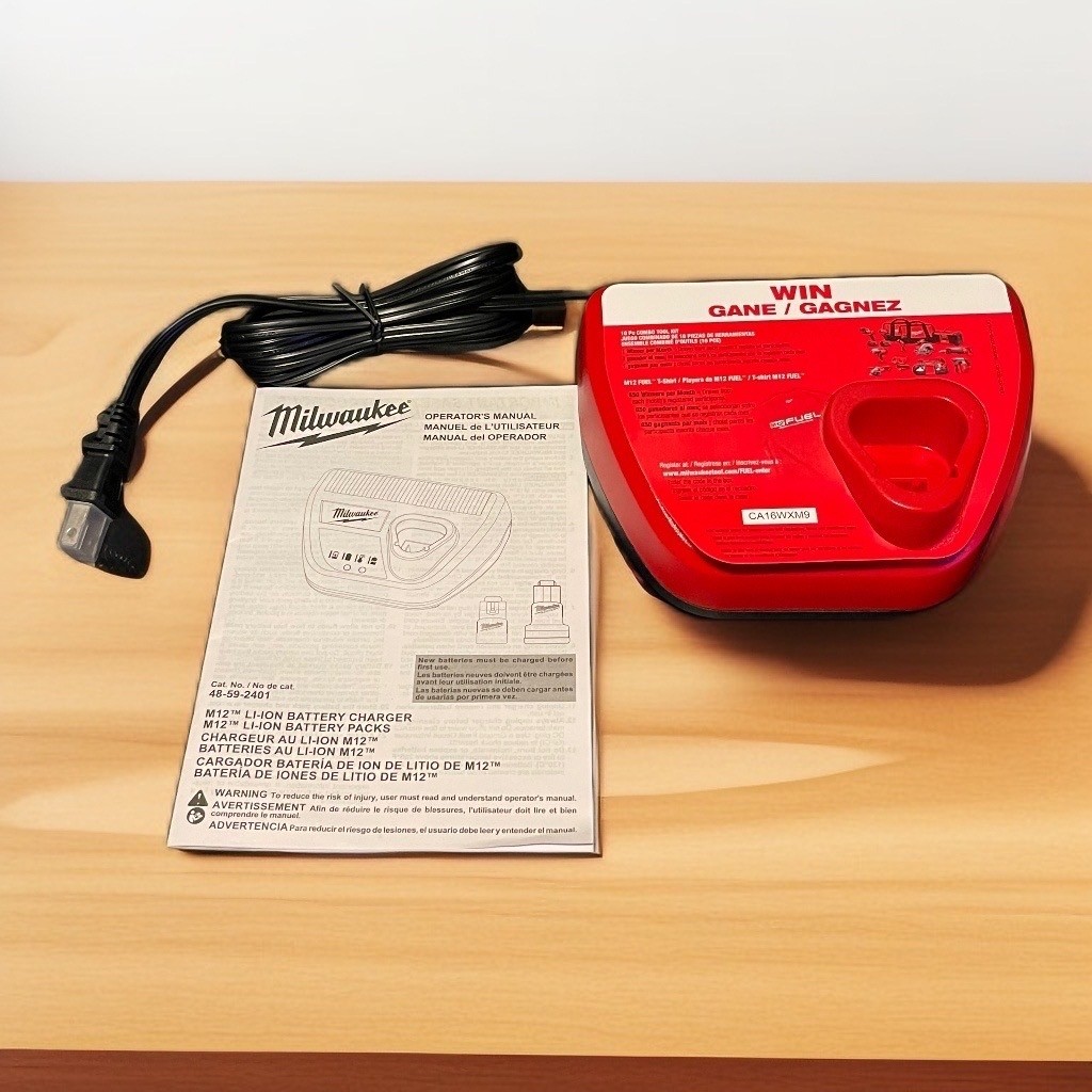 Milwaukee M12 Lithium-Ion Battery Charger 48-59-2401 Red Power Tool Accessory