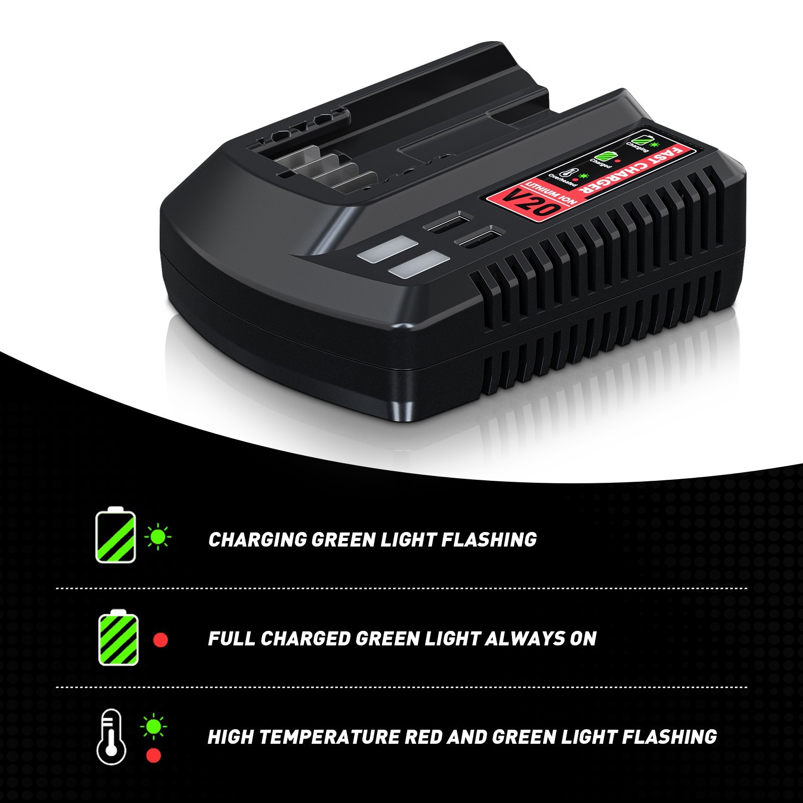 V20 20V Battery Fast Charger CMCB104 For Craftsman 20V Max Lithium ion Battery