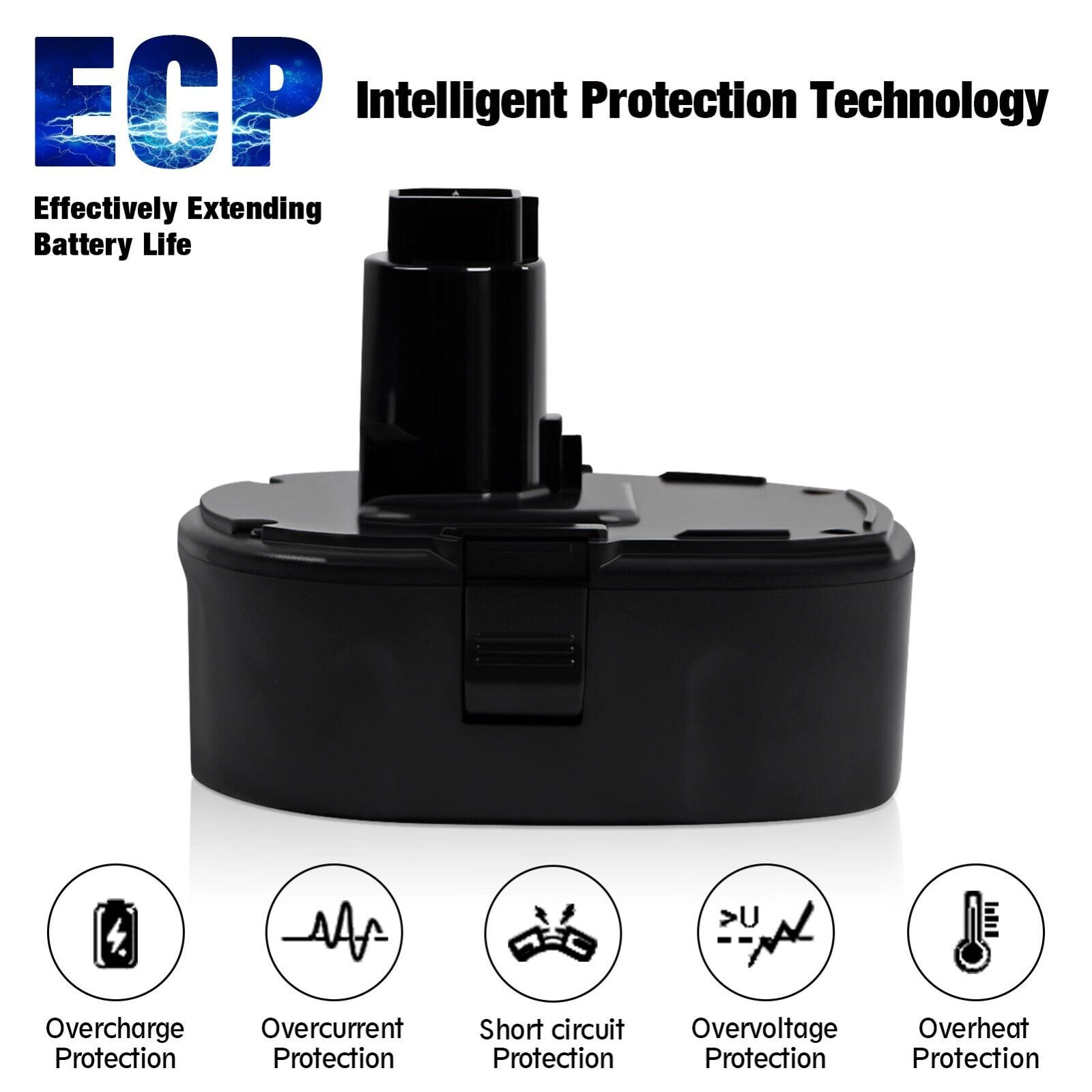 1-2Pack 18 Volt for Dewalt Battery DC9096-2 DC9098 DC9099 DW9096 DC9096 7.0Ah