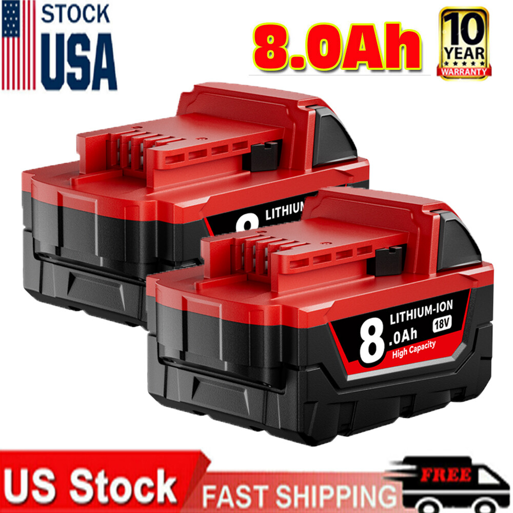 (Hot) 2X NEW For M18 Lithium ion 8.0AH 18V Extended Capacity Battery 48-11-1860