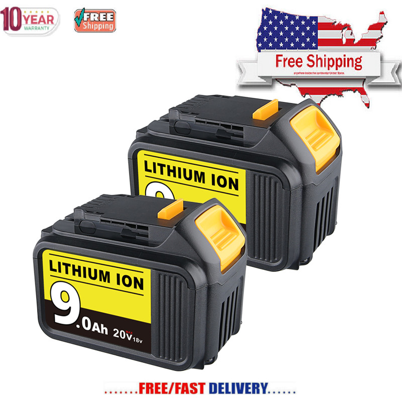 2Pack 20 Volt For DeWalt DCB200 20V Max XR 9.0AH Lithium ion Battery DCB206-2 US