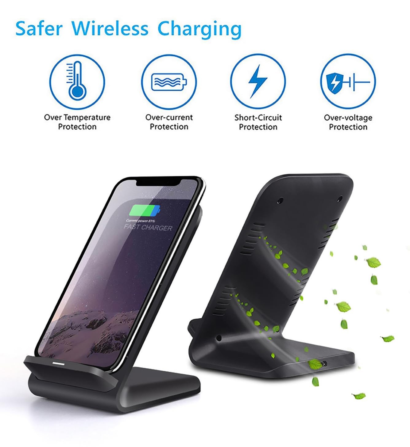 Cesbiomo 2 Pack Wireless Charging Stand 20W Charging Stand Qc3.0 Adapter For