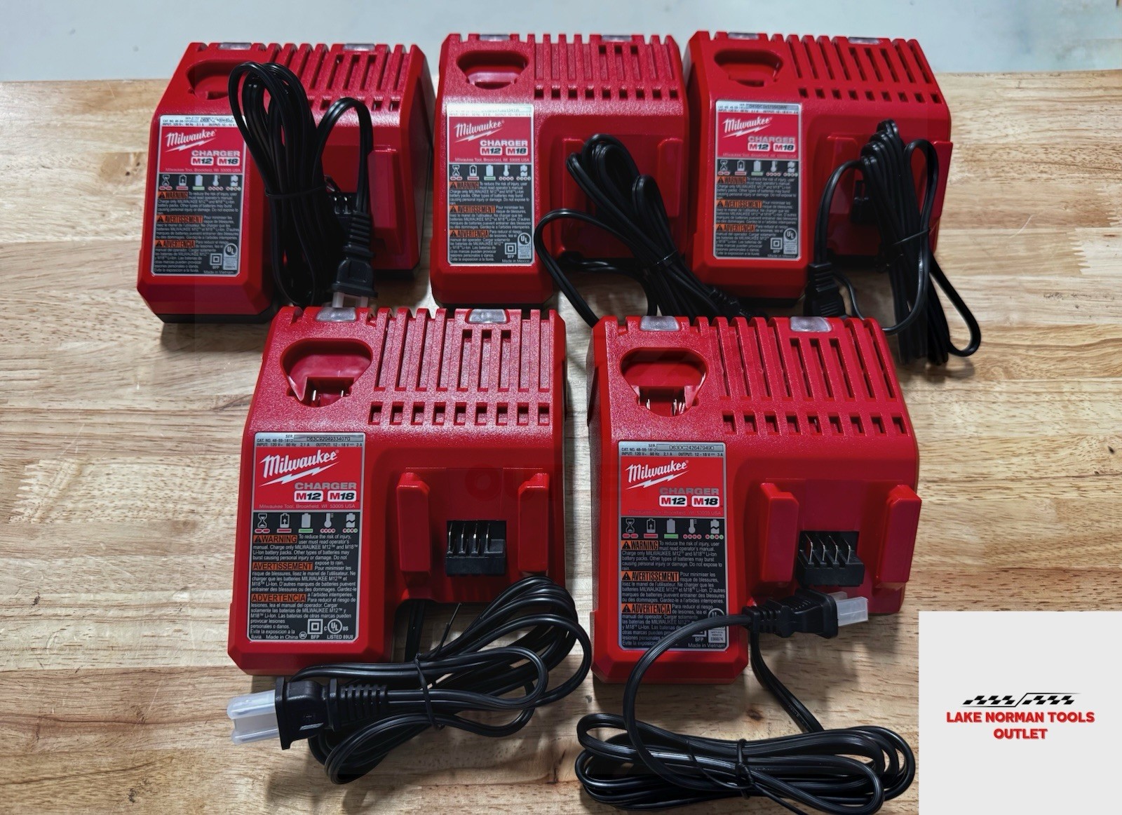 5 Pack NEW Milwaukee M12/M18 Battery Charger GENUINE OEM 48-59-1812 18V 12V