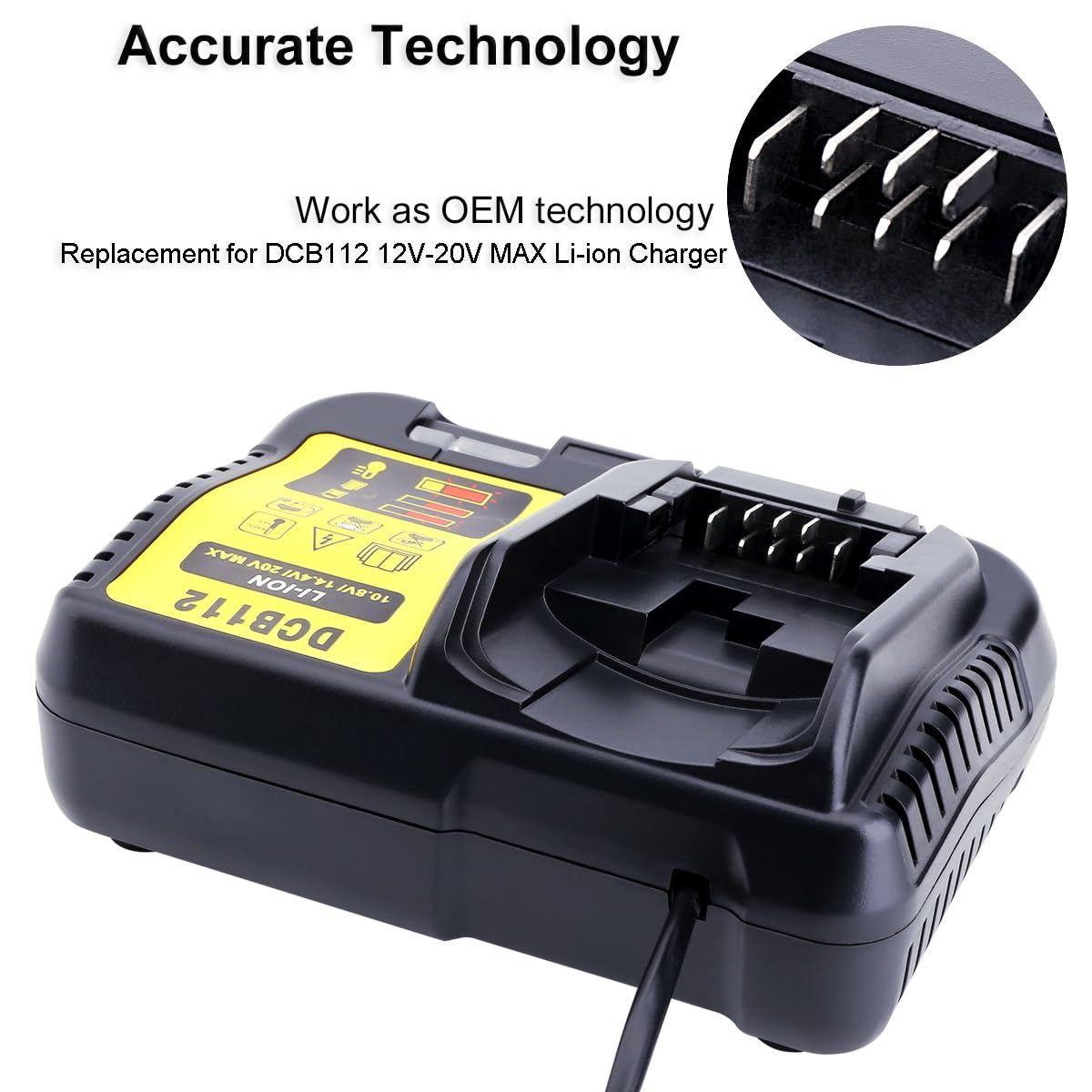 DCB112 Compatible with De-walt 20V Battery, Charger (Black)
