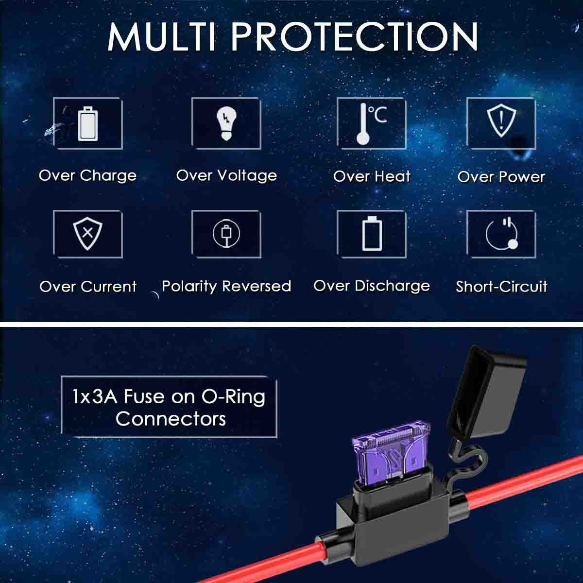 Automatic 6V 12V 1500mA Charger and Maintainer for Motorcycle, ATVs, and More