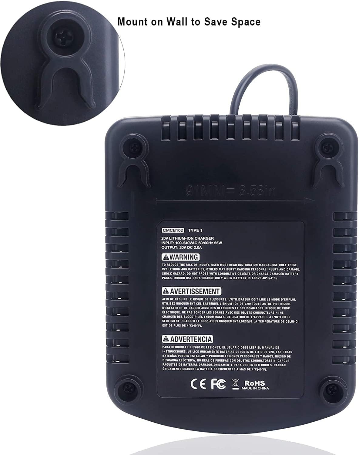 CMCB104 Fast Charger Compatible with Craftsman 20v V20 Lithium Battery CMCB201