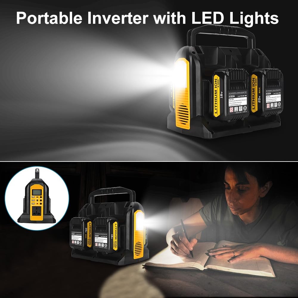 Choerinton 350W Power Inverter Dewalt 20V 60V Battery 4-Ports Dc 20V Ac