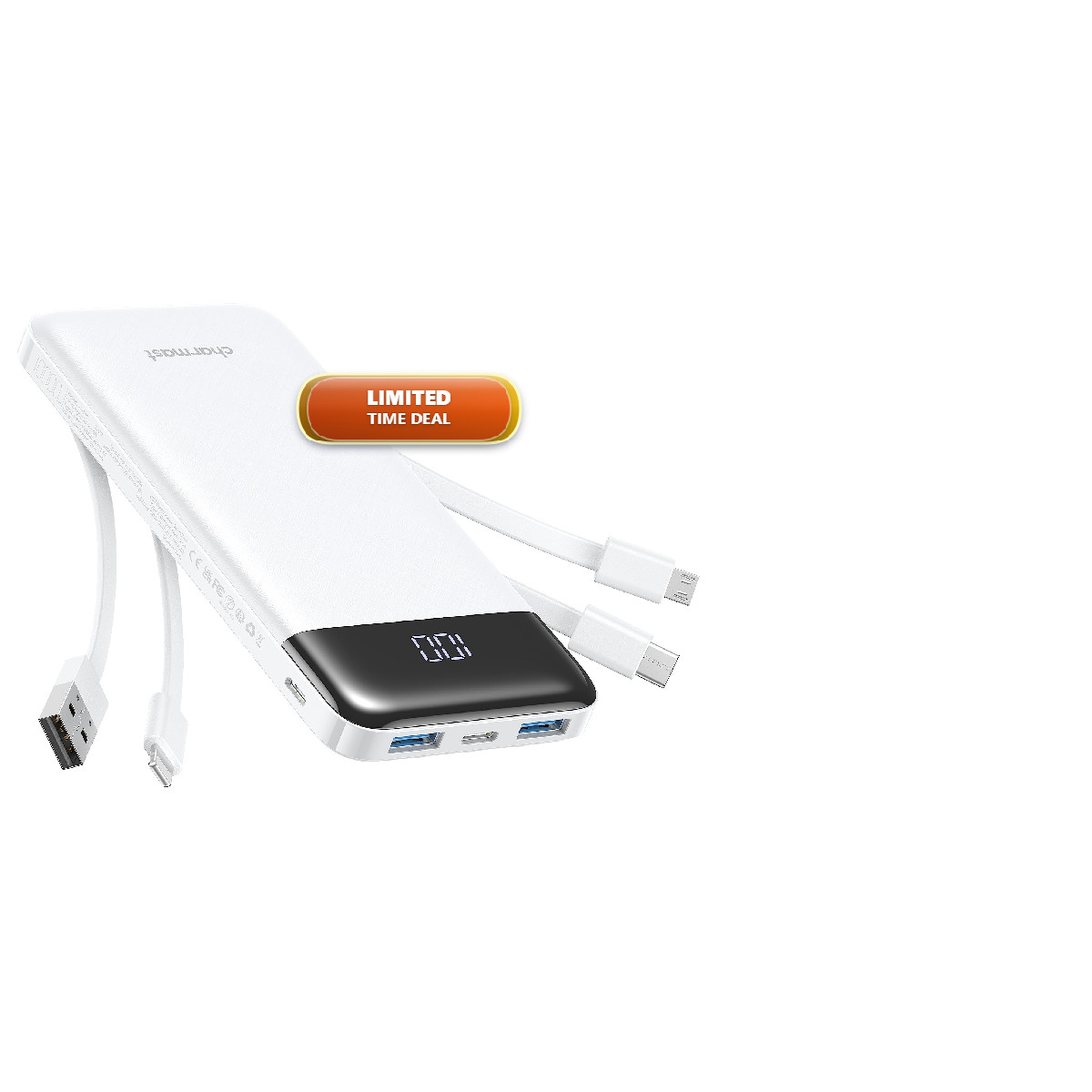 Charmast Portable Charger Built In Cables Power Bank Cords Wires Slim 10000Mah