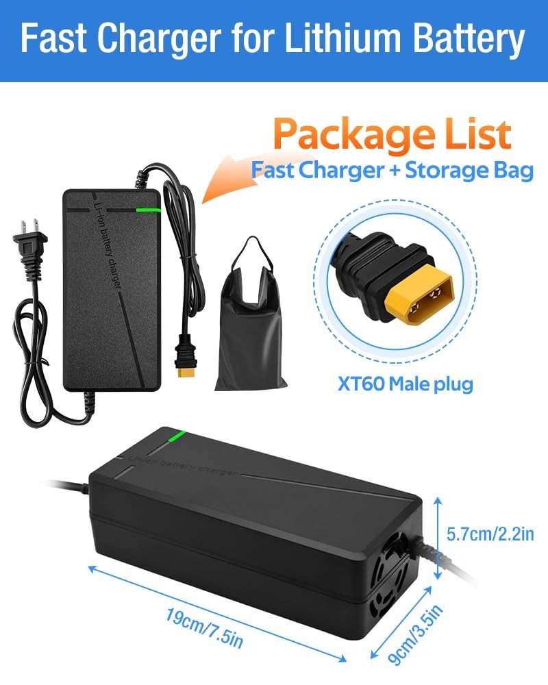 84V 5A Fast Charger for 72V Lithium Battery, XT60 Plug, Cooling System, High Eff