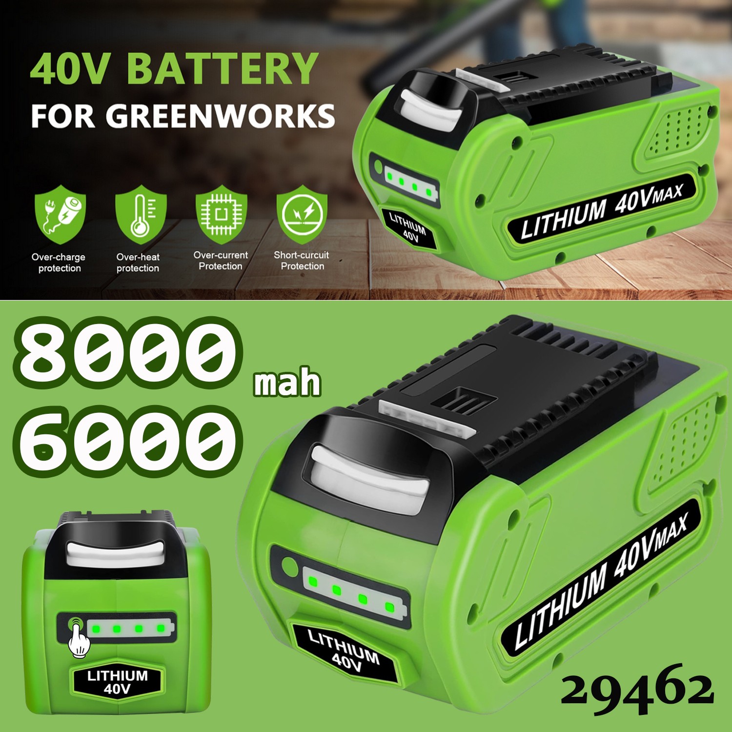 For Greenworks 40V Lithium Battery 29462 29482 29252 29472 Battery/Charger NEW