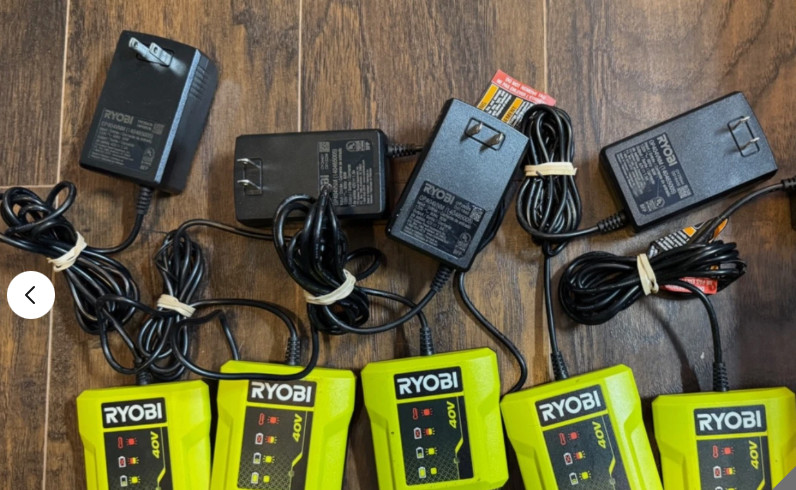 Lot of 5 Genuine RYOBI 40V Lithium Battery Chargers (OP404VNM)