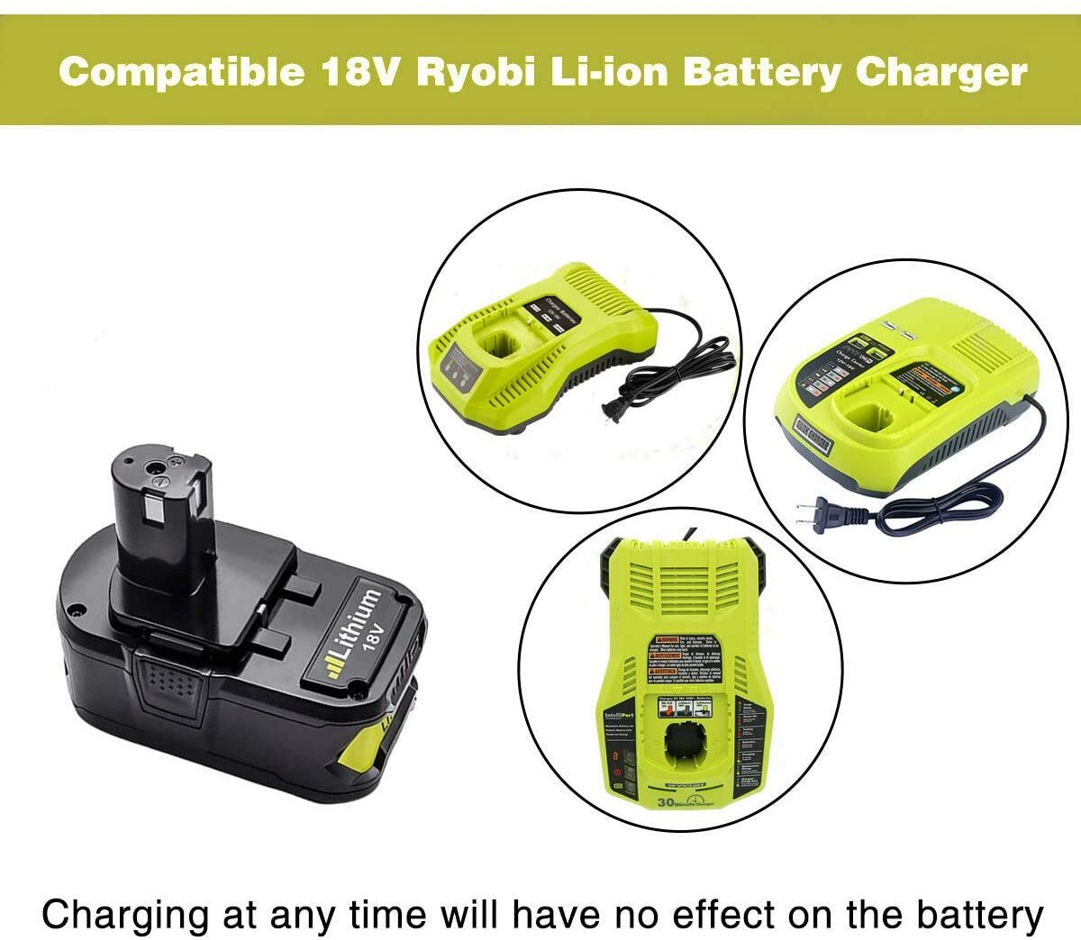 For RYOBI P108 18V One+ Plus High Capacity Battery 18Volt Lithium-Ion P109 P107