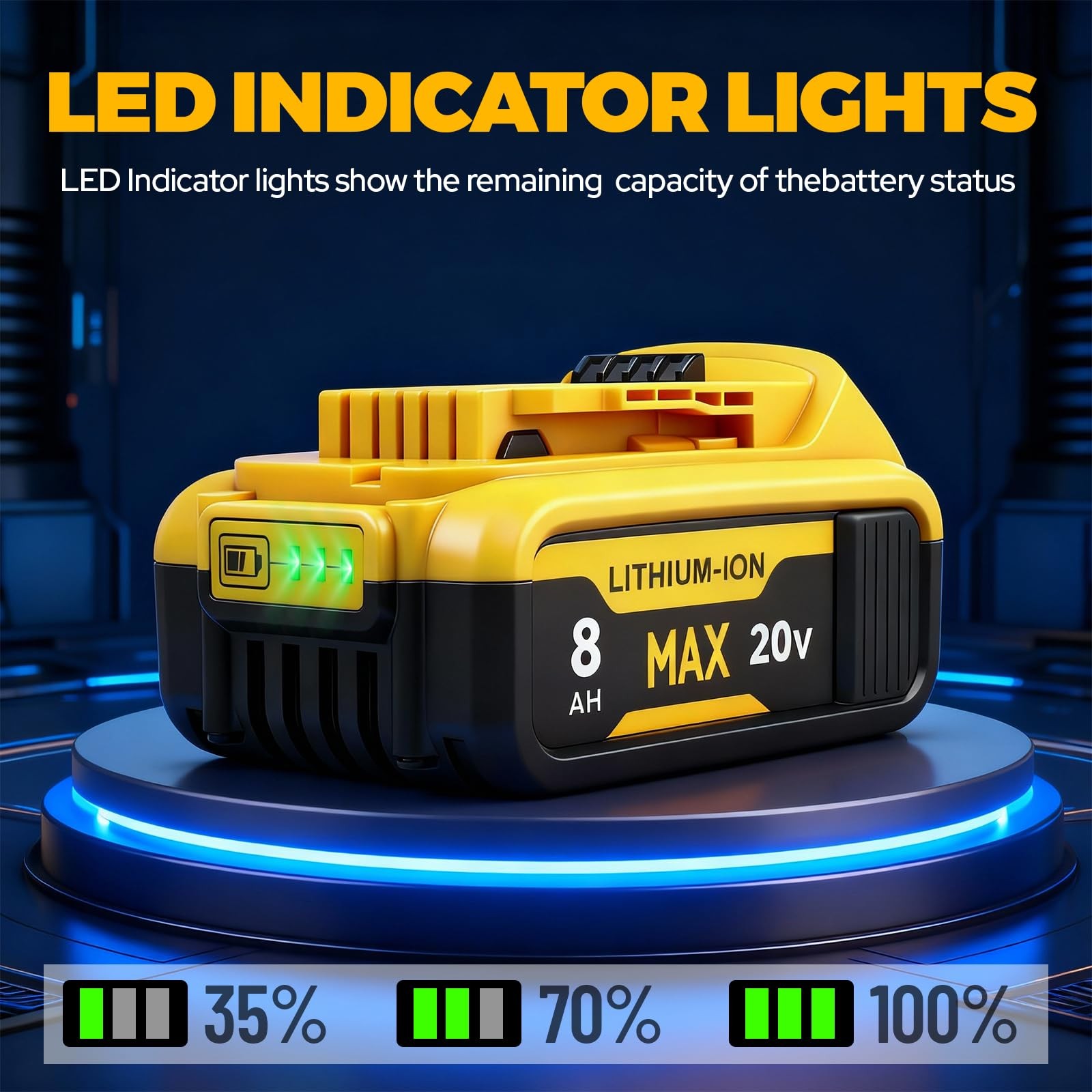 Quasyrealim 2-Pack 8000Mah High Capacity Battery Compatible Dewalt 20V Max