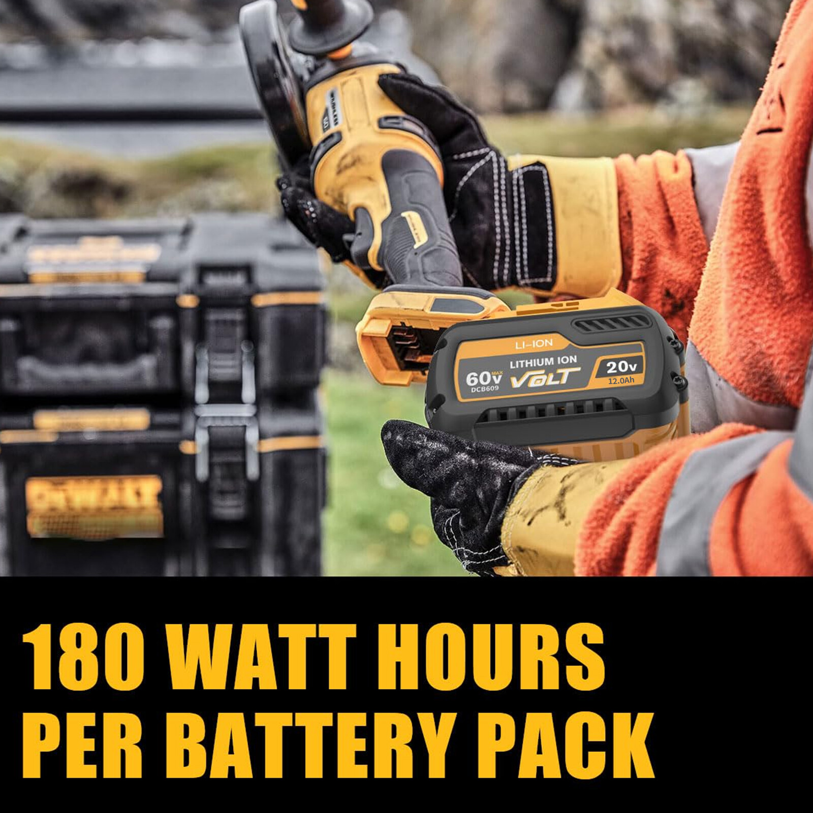 2PCS 12Ah Replacement DCB606-2 Battery for Dewalt 20V 60V Max Battery & Charger/
