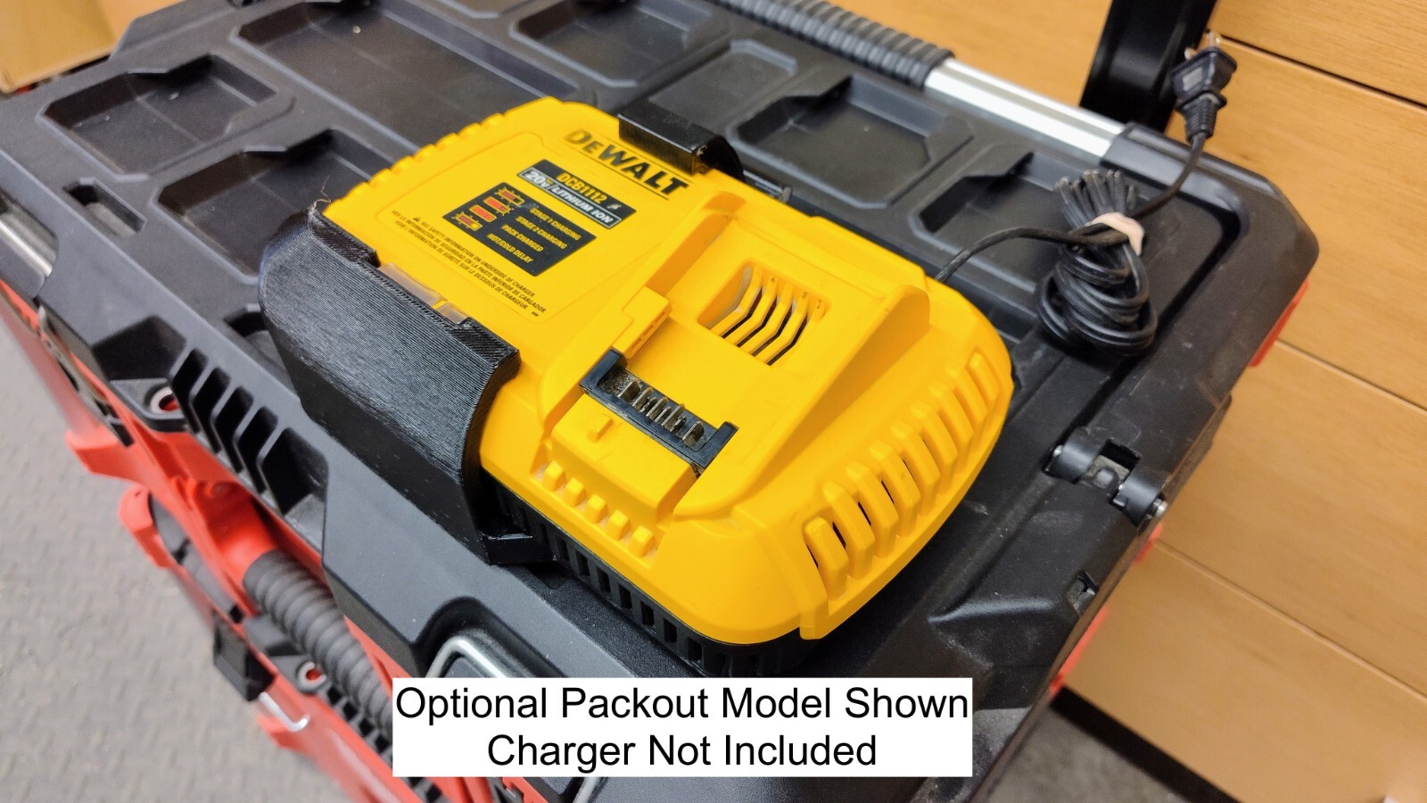 Wall Mount for DeWalt DCB1112 Fast Charger, Optional Milwaukee Packout Version