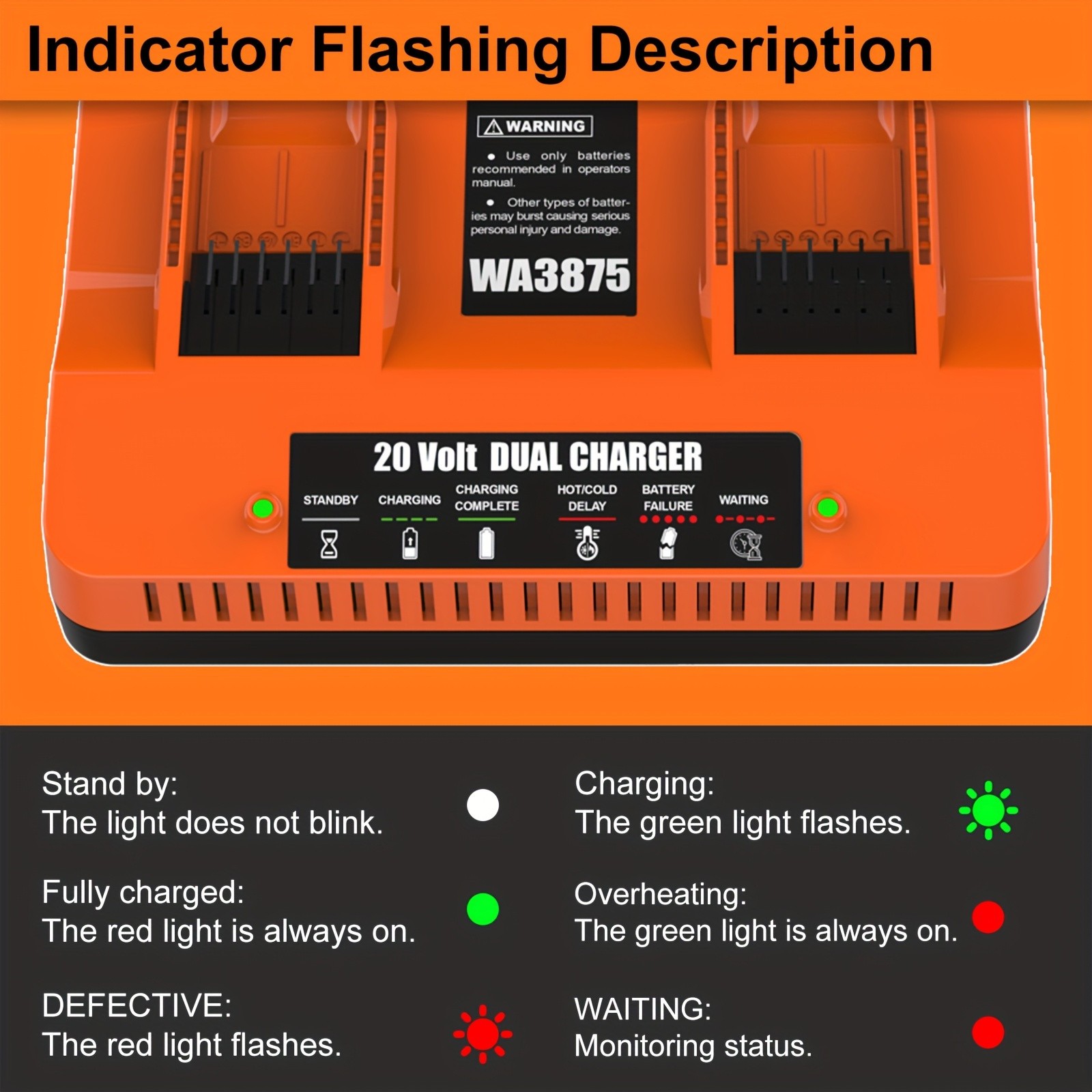 1 PCS Battery Charger Station for 20V Max Lithium Ion Batteries