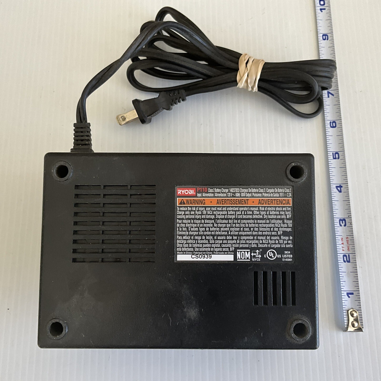 Genuine RYOBI 18.0v NiCd Battery Charger Model P110 18 Volt Charger Plus