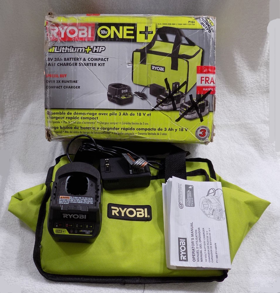 RYOBI P118B ONE+ 18V CHARGER w/ 12″x10″x8″ GREEN CANVAS TOOL BAG * FREE SHIPPING