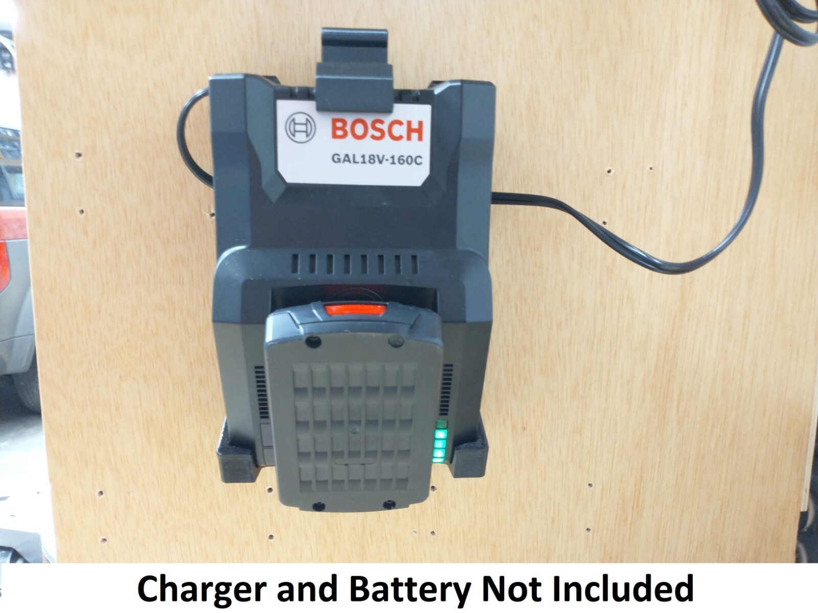 Wall Mount for Bosch GAL 18V-160C Charger with Optional 18V Battery Mounts
