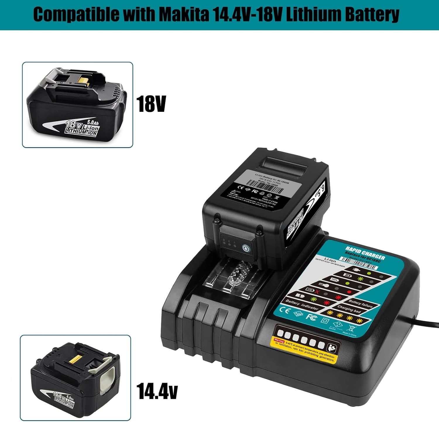DC18RC Rapid Charger For Makita 18V Lithium ion LXT Battery BL1860 Fast Charger