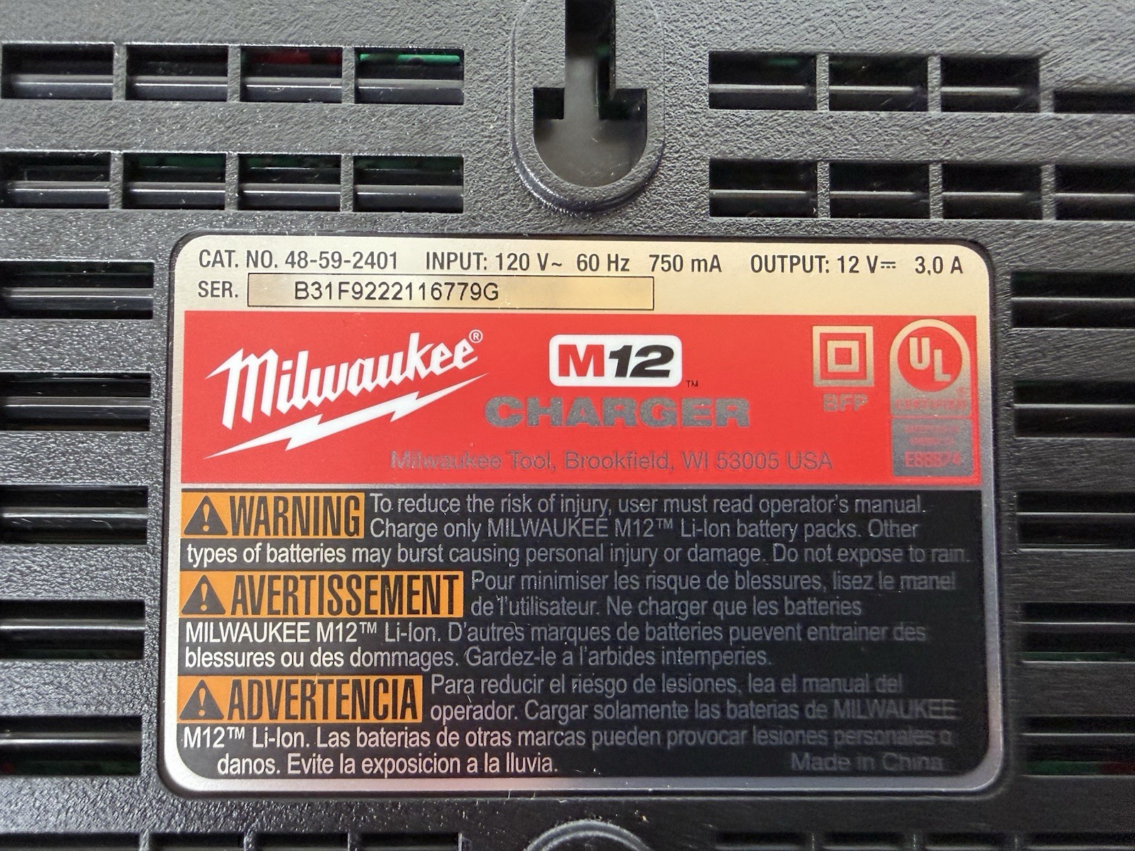 Lot Of 4 Milwaukee M12 Chargers Model 48-59-2401 And Milwaukee Soft Case