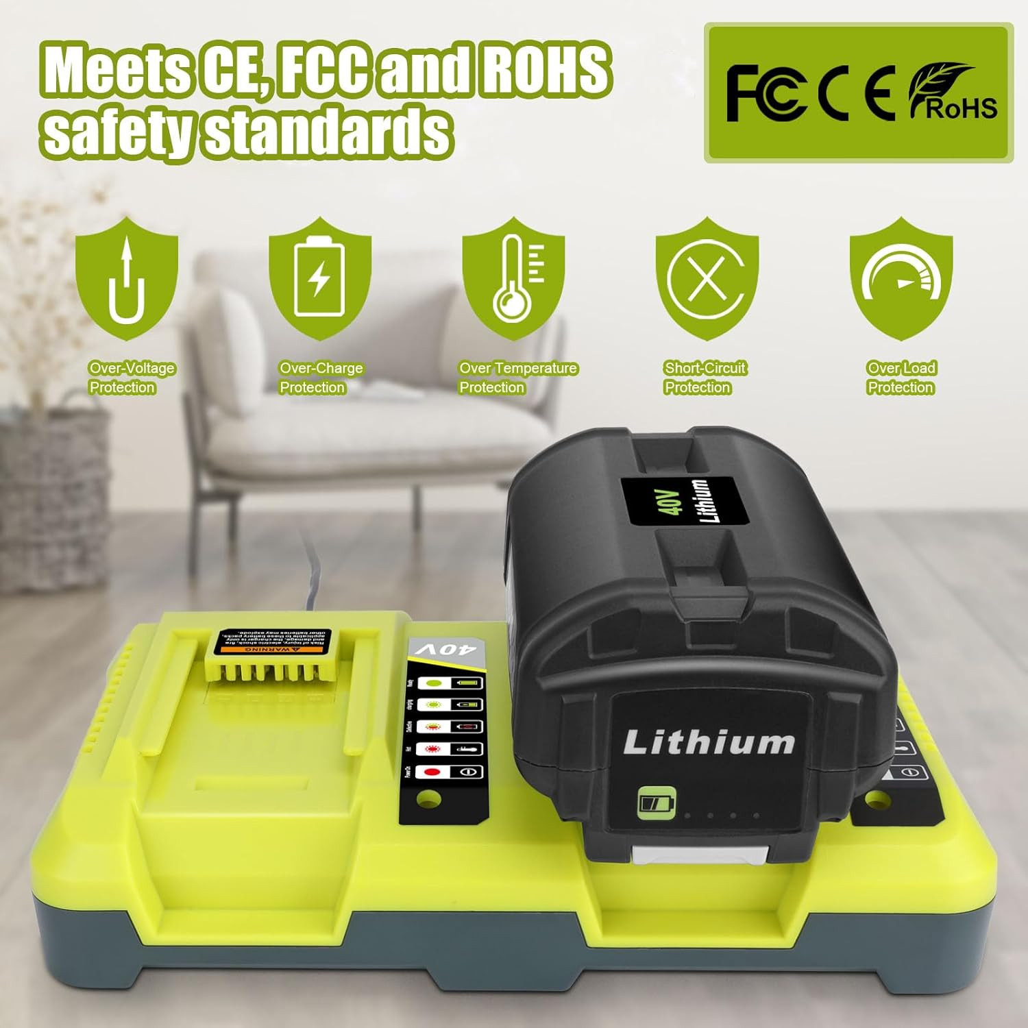 40V OP401 Dual Fast Charger for Ryobi 40V Lithium Battery Charger OP4015 OP4026