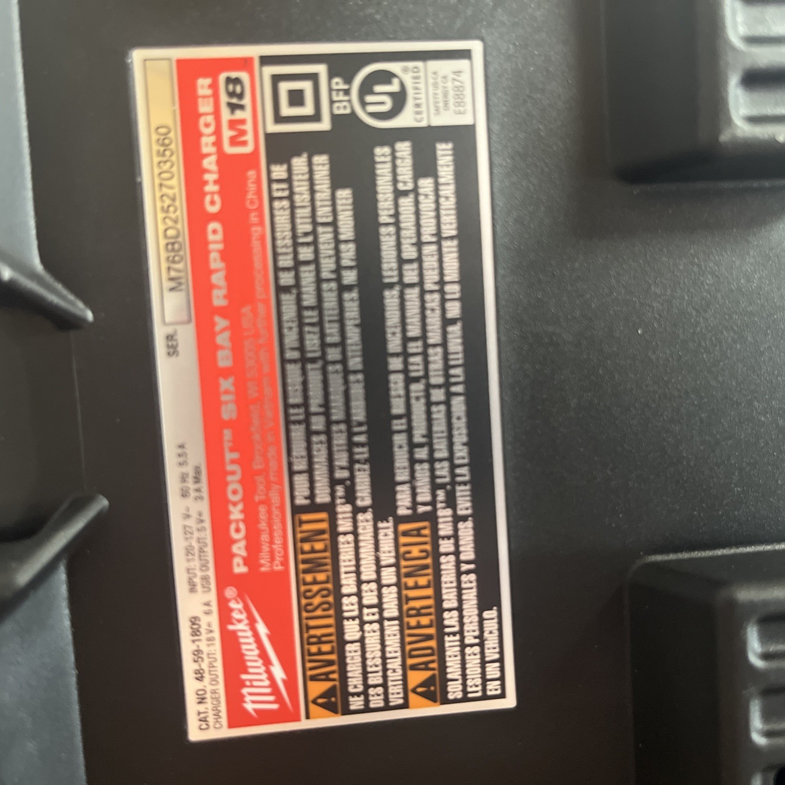 Milwaukee 48-59-1809 M18 Packout Six-Bay Rapid Charger