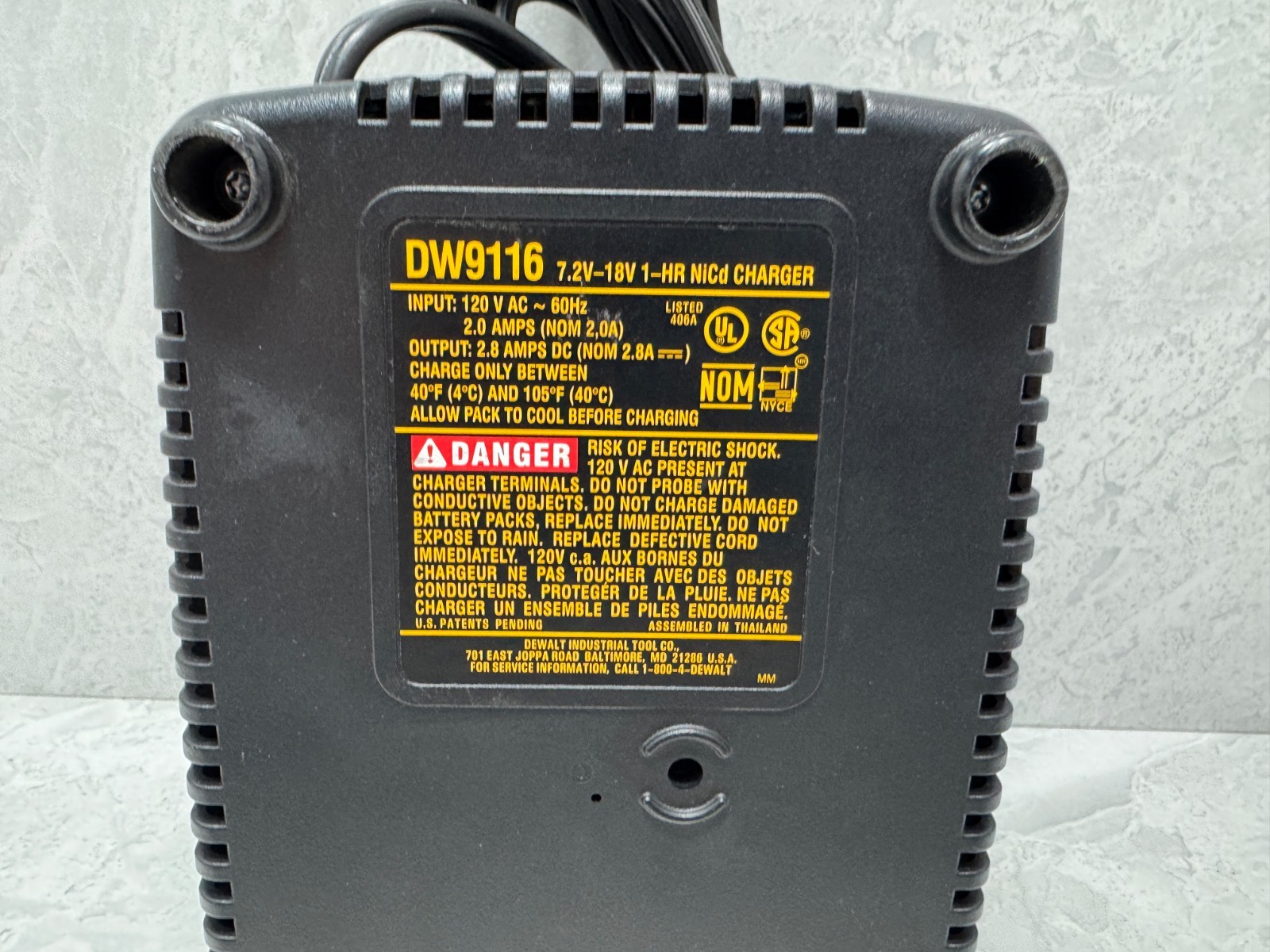 DeWalt DW9116 7.2V–18V NiCd Battery Charger – 1‑Hour Fast Charger Tested