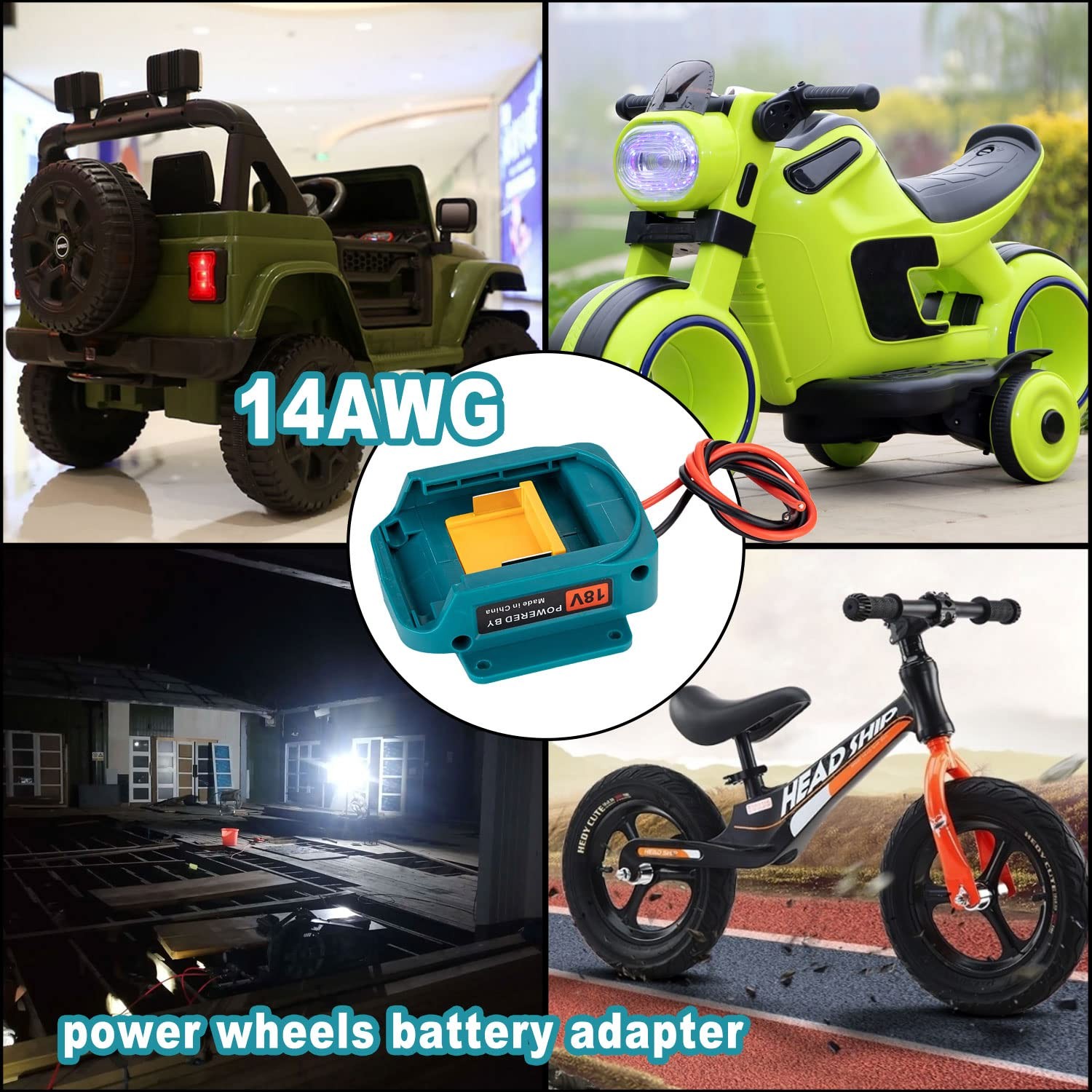 Power Battery Adapter Wheel for Makita 18V LXT with 80x70x25mm, blue