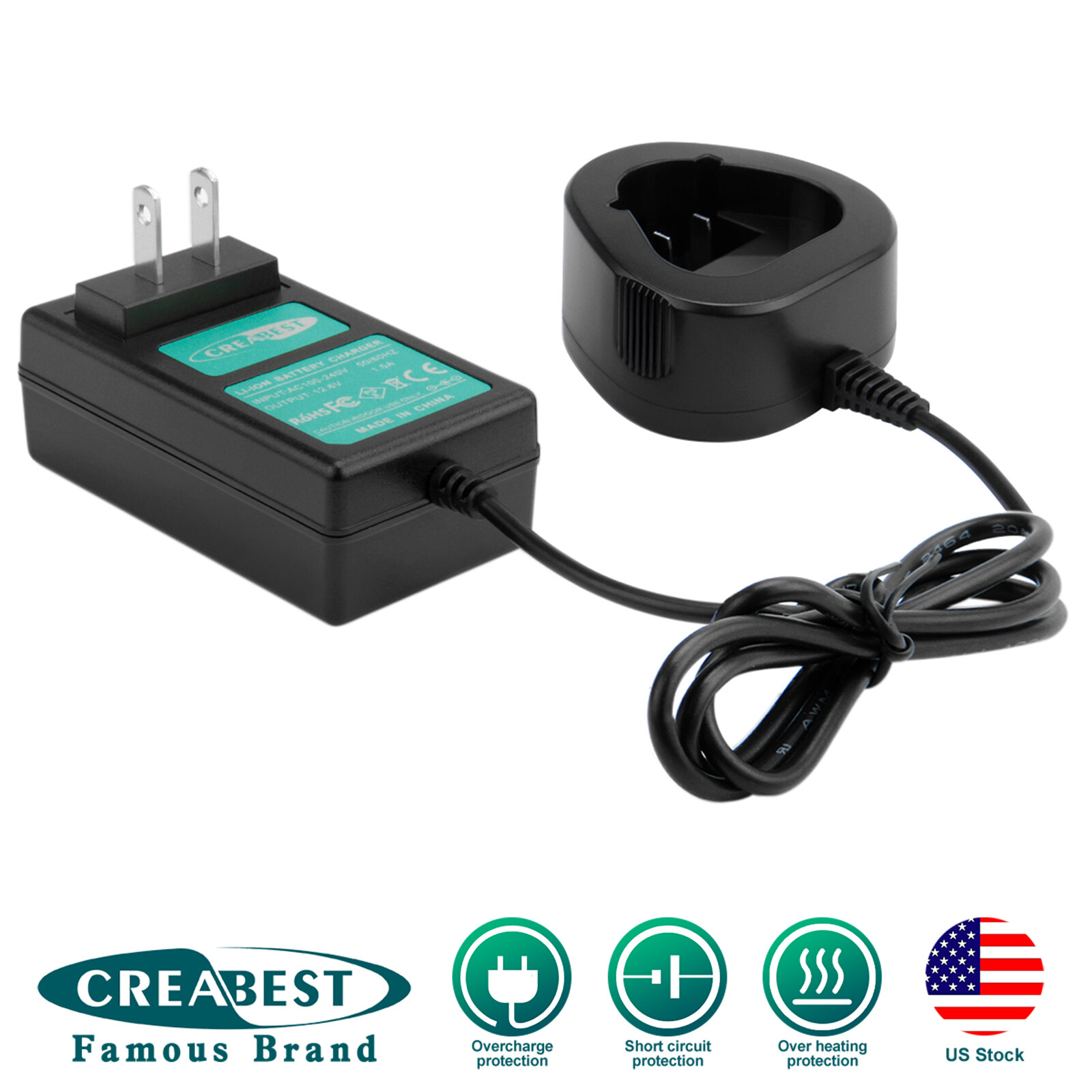 US Plug Charger For Dremel B812-02 8200 8220 8300 12V/10.8V Li-ion Battery