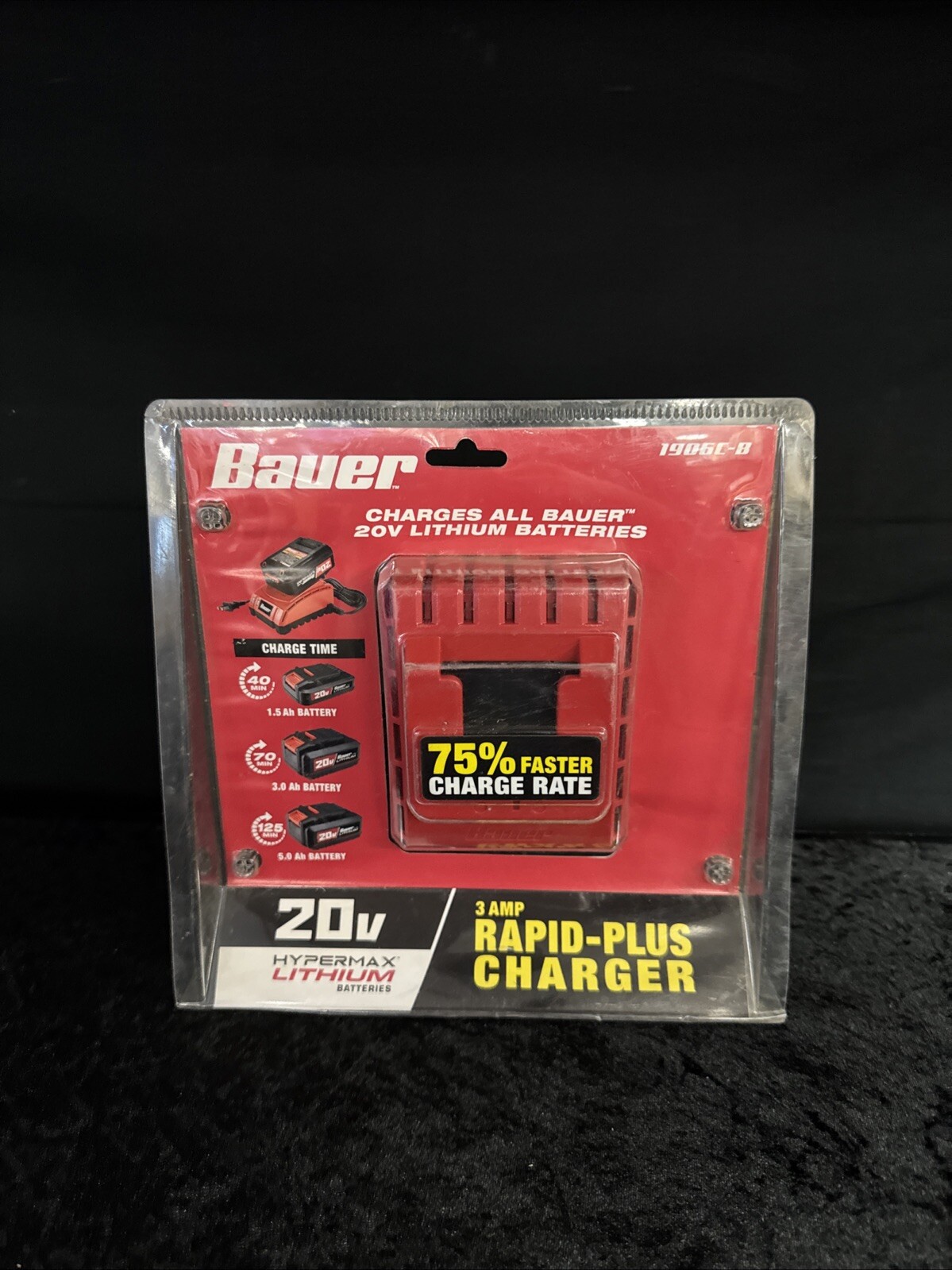 BAUER 20V Lithium-Ion 3 Amp Rapid-Plus Battery Charger 1906C-B